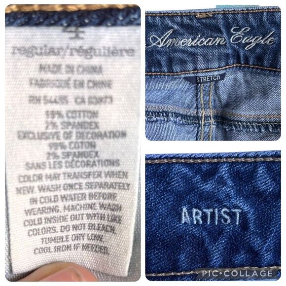 AEO Artist Blue Jeans Women’s Size 4 Light Wash Mid- Low Rise Stretch 5 Pockets - Picture 8 of 8